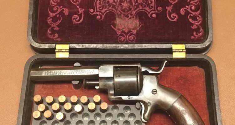 Allen & Wheelock Sidehammer Revolver - 22 rimfire - Fifth Type - Open gutta percha box