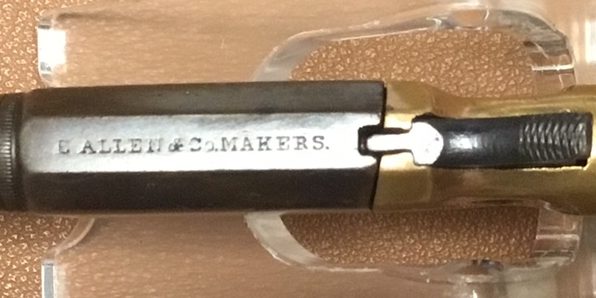 E. Allen Vest Pocket Deringer 22RF - Barrel marking E.Allen & Co Makers