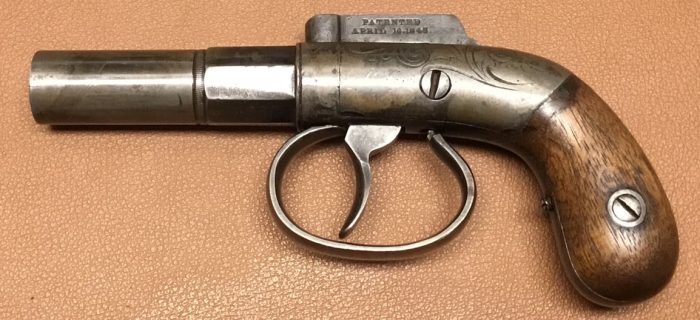 Allen&Wheelock Single Shot Bar Hammer Muff Pistol 02 Allen & Thurber Barhammer Muff Pistol - Left side view