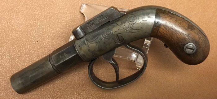 Allen&Wheelock Single Shot Bar Hammer Muff Pistol 03 Allen & Thurber Barhammer Muff Pistol - Hammer marking