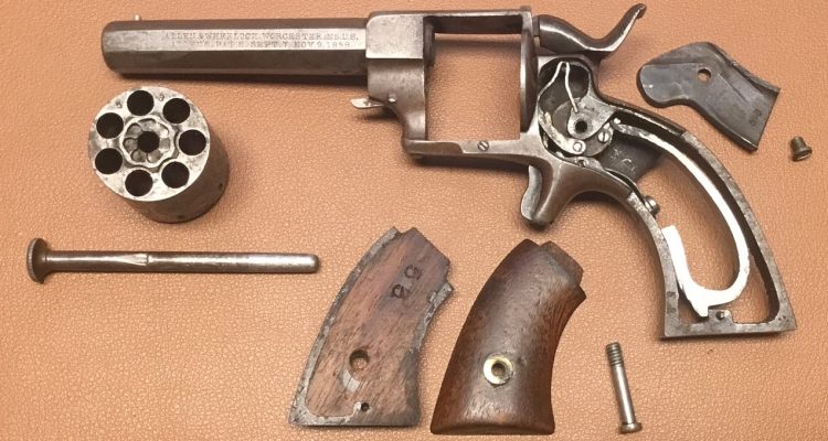 Allen & Wheelock Sidehammer Revolver - 22 rimfire - Forth Type - Disassembled