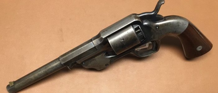 Allen & Wheelock Centerhammer Army Percussion Revolver – 1st Type 04 Allen & Wheelock Army Percussion Revolver - 1st Type - Left side angle view