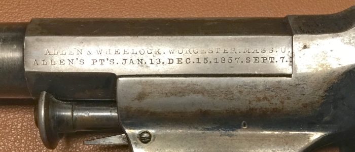 Allen & Wheelock Centerhammer Army Percussion Revolver - 1st Type - Barrel marking