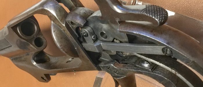 Allen & Wheelock Centerhammer Army Percussion Revolver 2nd Type - Hinge pawl system detail