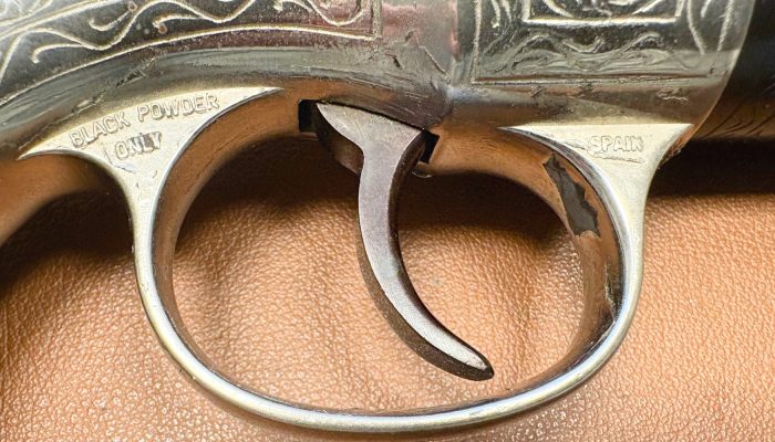 Astra Gold Rush Pepperbox – Markings Astra Gold Rush Pepperbox - Frame marking detail. These are the only markings on the gun.