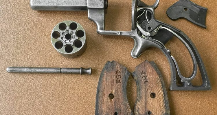 Allen & Wheelock 22RF Side-Hammer Revolver - First Model - Disassembled view