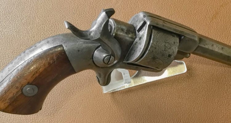 Allen & Wheelock 22RF Side-Hammer Revolver - First Model - Rear view with hammer entry hole