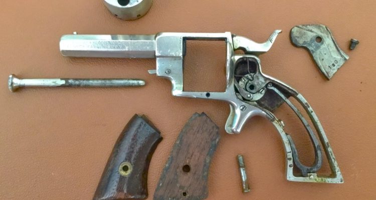 Allen & Wheelock 22RF Side-Hammer Revolver - Sixth Model - Disassembled view