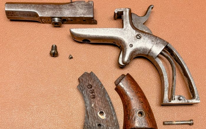 Allen & Wheelock Side-Swing Single Shot Pistol - 32RF - Small Overlap - Octagonal barrel - Exploded view