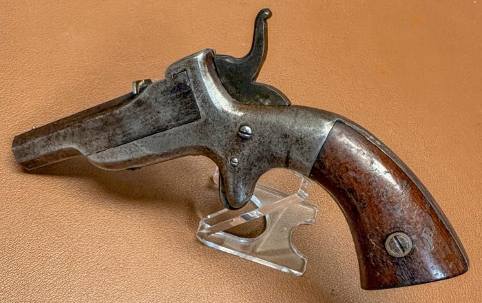 Allen & Wheelock Side-Swing Single Shot Pistol - 32RF - Small Overlap - Octagonal barrel - Left back side view