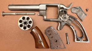 Allen & Wheelock 22RF Side-Hammer Revolver - Intermediate Fifth Model - Disassembled view