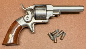 Allen & Wheelock 22RF Side-Hammer Revolver - Intermediate Fifth Model - Right side view with cartridges