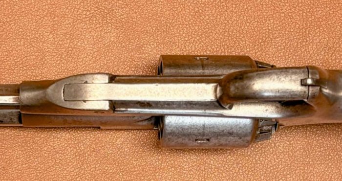Allen Wheelock Centerhammer Navy Revolver - Late model - Bottom view Allen Wheelock Centerhammer Navy Percussion Revolver - Late model - Bottom view
