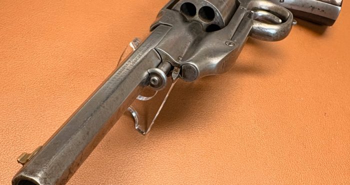 Allen Wheelock Centerhammer Navy Revolver - Late model - Front view Allen Wheelock Centerhammer Navy Percussion Revolver - Late model - Front view