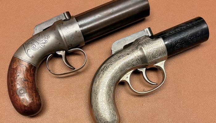 Astra Gold Rush Pepperbox together with original Allen & Thurber pepperbox