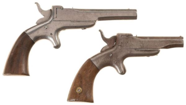 Two Allen & Wheelock Single Shot Side-Swing 32rf Pistols with barrel overlap